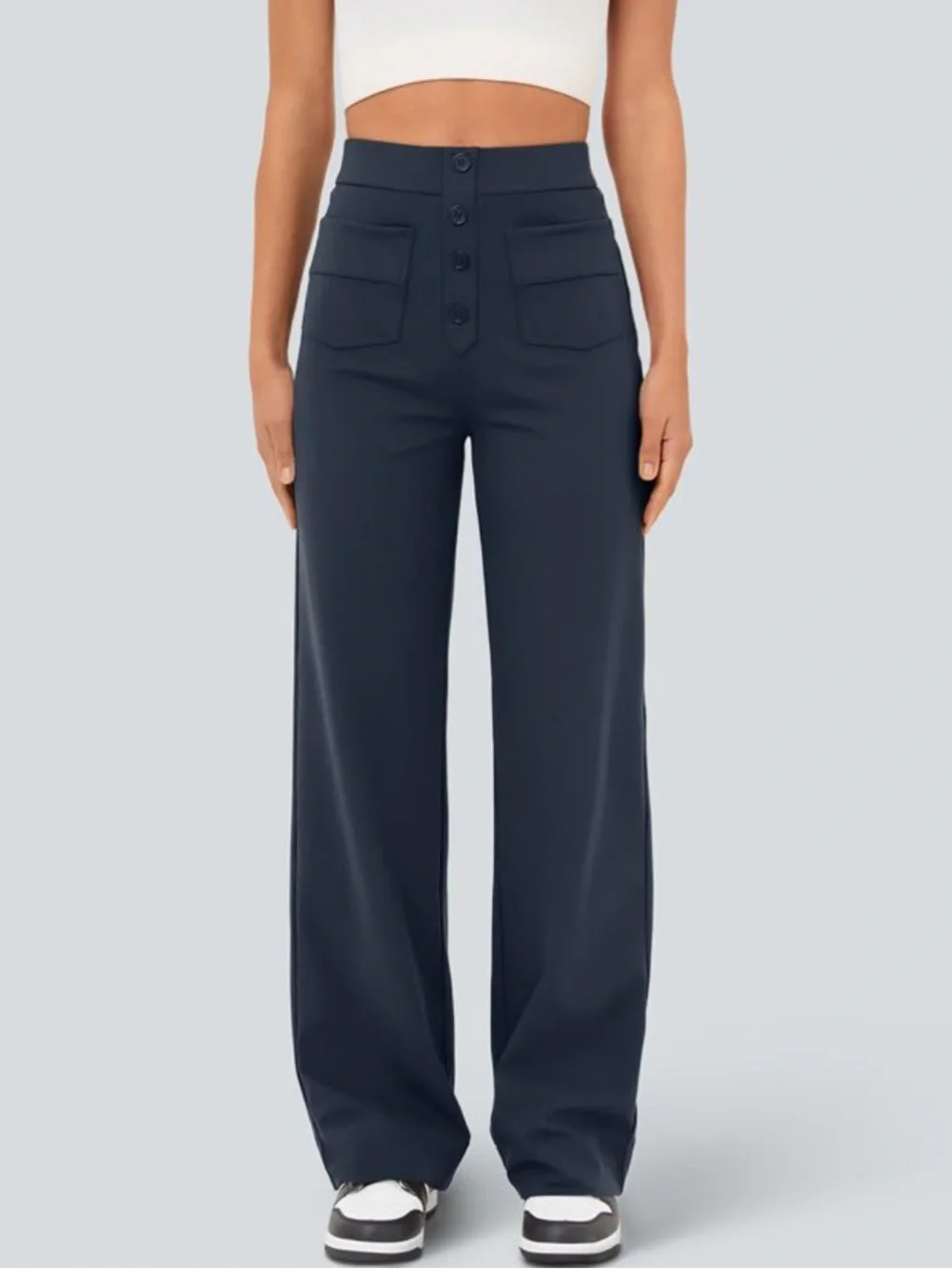 Halara DayStretch High Waisted Straight Leg Pants XL Tall Midnight Blue Pockets